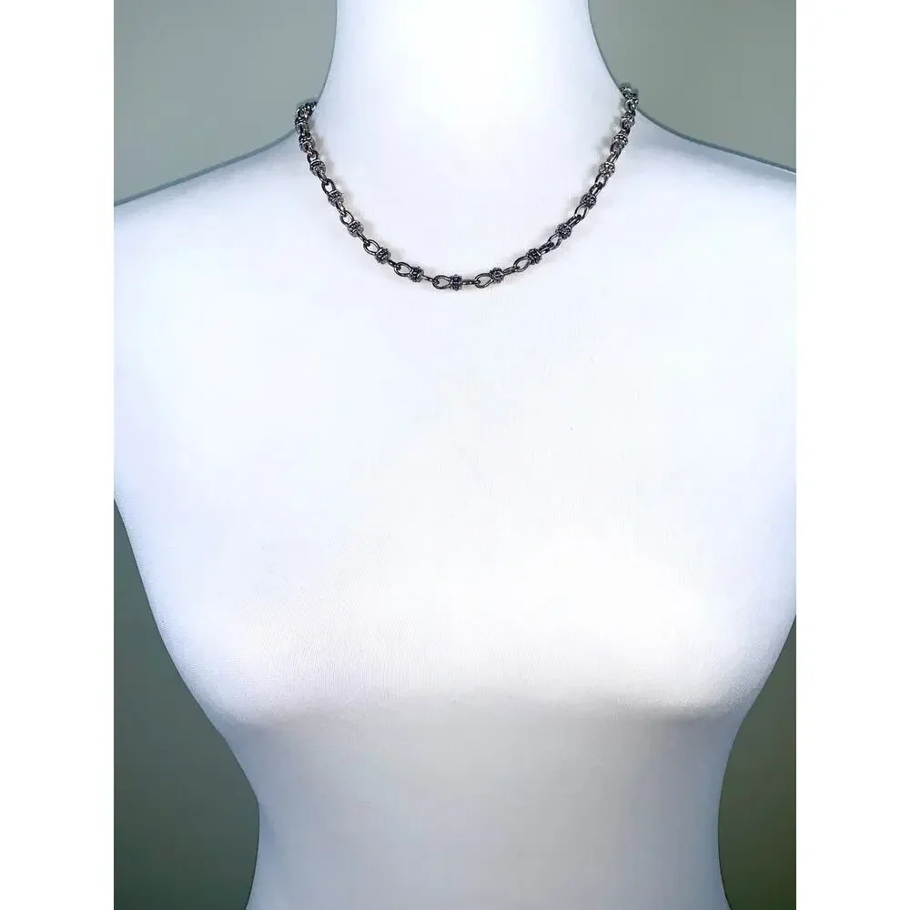 Vintage Premier Designs Silver Tone Bali Style Cable Chain Link Necklace EUC